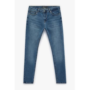 Blugi skinny cu talie medie - Albastru melange