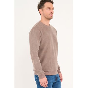 Bluza de trening din amestec de bumbac cu model uni - Bej inchis