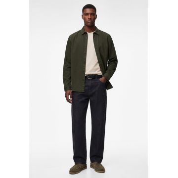 Camasa cu mansete cu nasturi - Kaki inchis