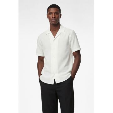 Camasa de bumbac cu maneci scurte - Alb murdar