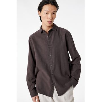 Camasa regular fit din bumbac - Maro pamantiu
