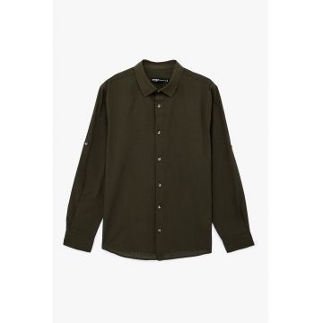 Camasa uni de bumbac - Kaki inchis