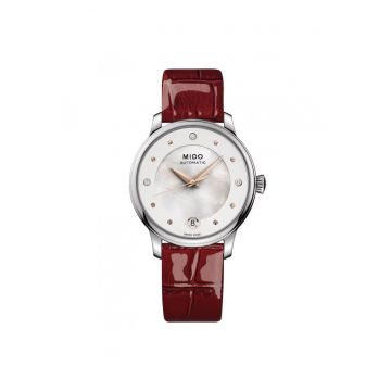 Ceas bărbați -  Night Lady - mecanism automatic - inox - curea piele naturală - 33mm