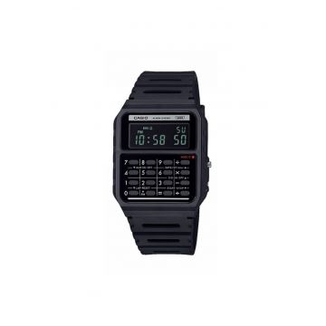 Ceas  unisex - quartz - negru - curea din cauciuc - carcasa din poliuretan - rezistent la apa 1 ATM