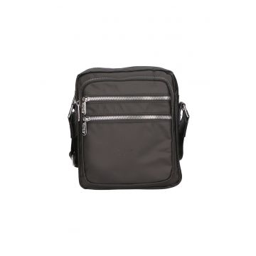 Geanta crossbody cu buzunare exterioare - Negru
