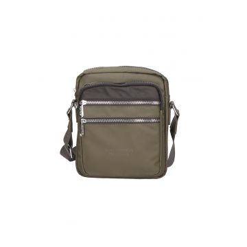 Geanta crossbody cu buzunare exterioare - Verde - Negru