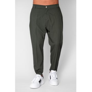Pantalon lung conic cu tur lasat Green 20674 - Verde