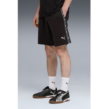 Pantaloni scurti cu benzi logo si talie elastica - Negru stins/Alb optic