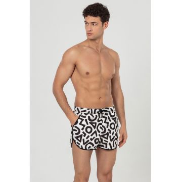Pantaloni scurti de baie cu buzunare - Alb/Negru/Gri antracit
