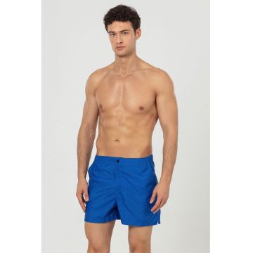 Pantaloni scurti de baie cu buzunare laterale - Albastru royal/Gri inchis