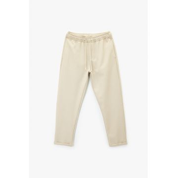 Pantaloni texturati de trening cu buzunare laterale - Bej