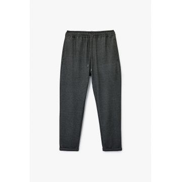 Pantaloni texturati de trening cu buzunare laterale - Gri antracit