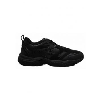 Pantofi sport din piele ecologica si textil - Negru