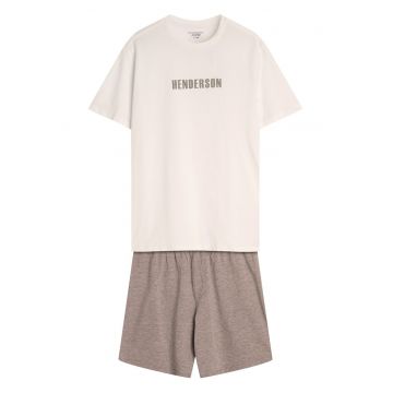 Pijama barbati Snap  Alb-Gri