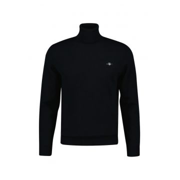 Pulover de bumbac cu guler inalt - Negru
