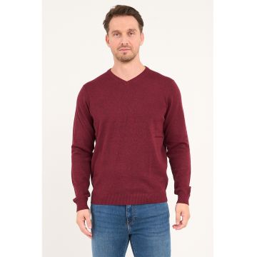 Pulover uni cu decolteu in V - Rosu