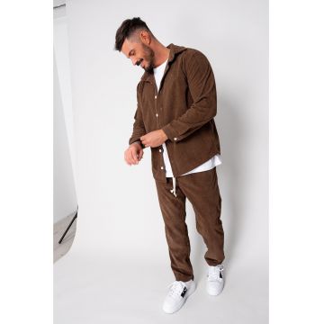 Set Camasa si Pantalon Lung drept din reiat Brown 19938 - Maro