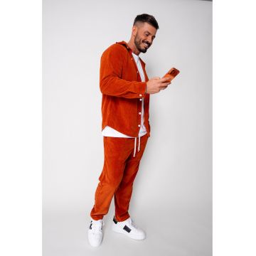 Set Camasa si Pantalon Lung drept din reiat Orange 19933 - Portocaliu