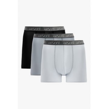 Set de boxeri cu banda text in talie - 3 perechi - Negru