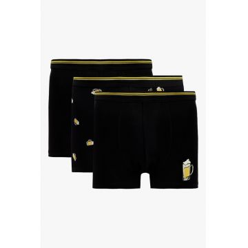 Set de boxeri cu imprimeu - 3 perechi - Negru
