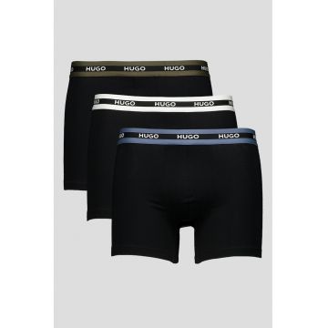 Set de boxeri din amestec de bumbac cu banda logo in talie - 3 perechi - Negru/Kaki/Albastru deschis
