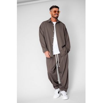 Set Oversized Camasa si pantalon lung Taupe 20687 - Bej