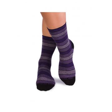 Sosete bumbac organic cu dungi 98% COTTON RICH Violet