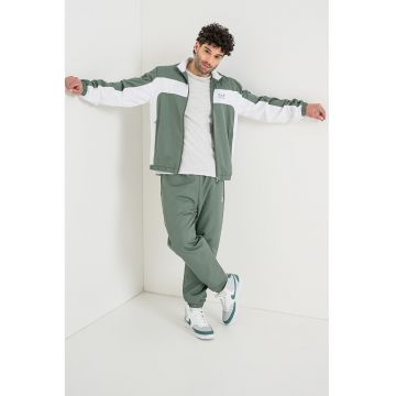 Trening cu banda elastica in talie si logo discret - Alb/Verde feriga