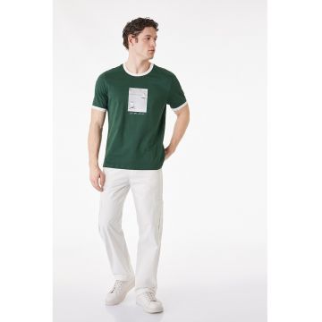 Tricou cu imprimeu foto - Alb/Verde englez