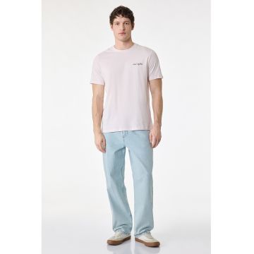 Tricou cu imprimeu text - Negru/Roz pal