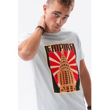 Tricou de bumbac cu imprimeu - Empire - Rosu/Alb/Negru