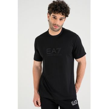 Tricou din amestec de modal cu imprimeu logo - Negru