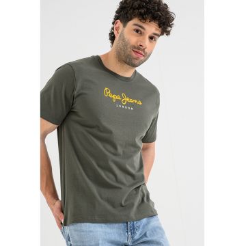 Tricou din bumbac cu imprimeu logo Eggo - Verde inchis/Galben inchis