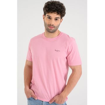 Tricou din bumbac cu logo discret Jacko - Roz prafuit