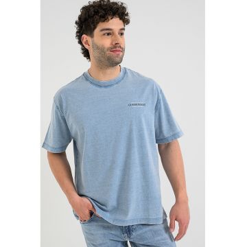 Tricou lejer din bumbac - Albastru prafuit