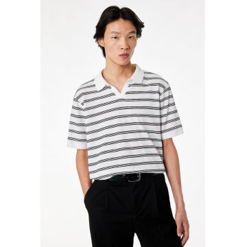 Tricou polo in dungi - Alb/Negru