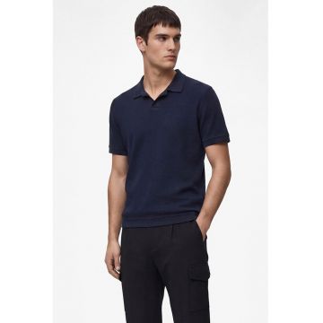 Tricou polo regular fit - texturat - Bleumarin
