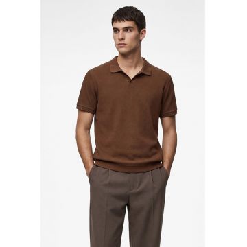 Tricou polo regular fit - texturat - Maro