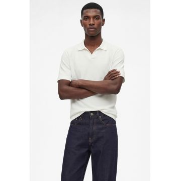 Tricou polo texturat - Alb