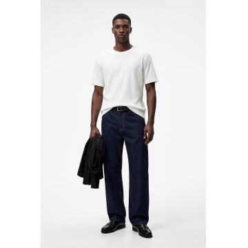 Tricou regular fit cu aspect texturat - Alb