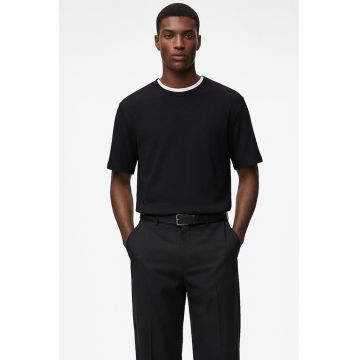 Tricou regular fit cu aspect texturat - Negru