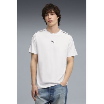 Tricou regular fit cu benzi logo laterale - Gri deschis/Negru stins/Alb optic