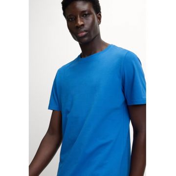 Tricou regular fit cu decolteu la baza gatului - Albastru royal