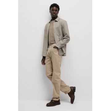 Tricou regular fit cu decolteu la baza gatului - Grej