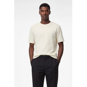 Tricou uni cu decolteu la baza gatului - Alb murdar