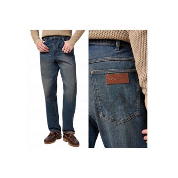 Blugi Barbati -  Frontier - Straight Fit - Talie Medie - 5 Buzunare - Lungi - Fermoar - Bumbac - W34-L32 - Albastru