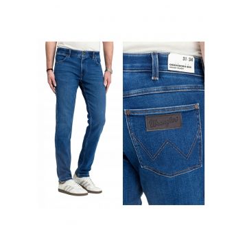 Blugi Barbati -  Greensboro - Straight Fit - Talie Medie - 5 Buzunare - Lungi - Fermoar - Bumbac - W34-L32 - Albastru