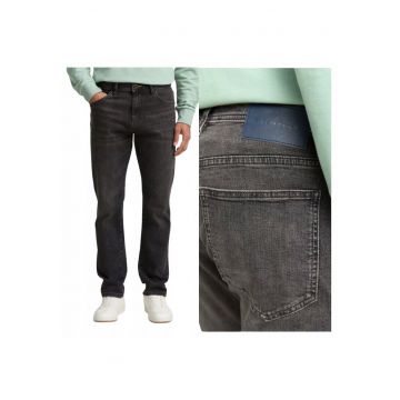 Blugi Barbati -  Josh Regular - Straight Fit - Talie Joasa - Fermoar - Lungi - 5 Buzunare - Bumbac - Gri - Albastru