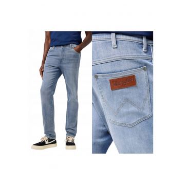 Blugi Barbati -  River - Straight Fit - Talie Joasa - 5 Buzunare - Lungi - Fermoar - Bumbac - W34-L30 - Gri