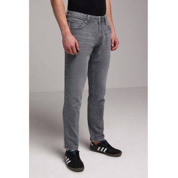 Blugi slim fit cu talie medie - Gri cenusiu
